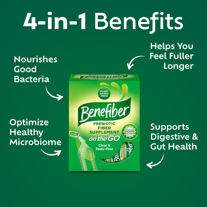 Benefiber On The Go Prebiotic Fiber Supplement Powder for Digestive Health