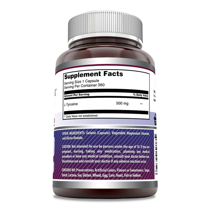 Amazing Formulas L-Tyrosine 500 mg Capsules - Amino Acid Supplement