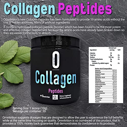 Omnitrition Collagen Peptides Dietary Supplement, Unflavored 9001 30 Serving