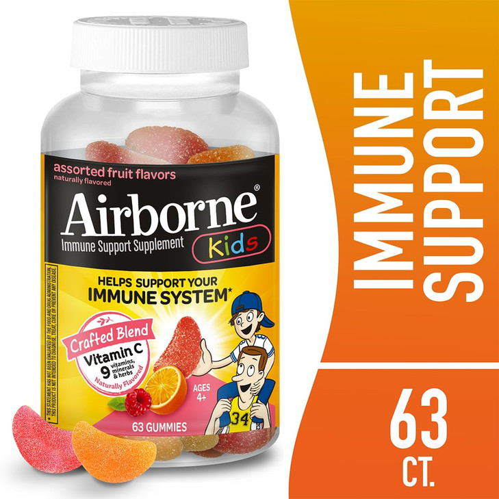 Airborne Kids 500mg Vitamin C Gummies, Kids Immune Support Zinc Gummies