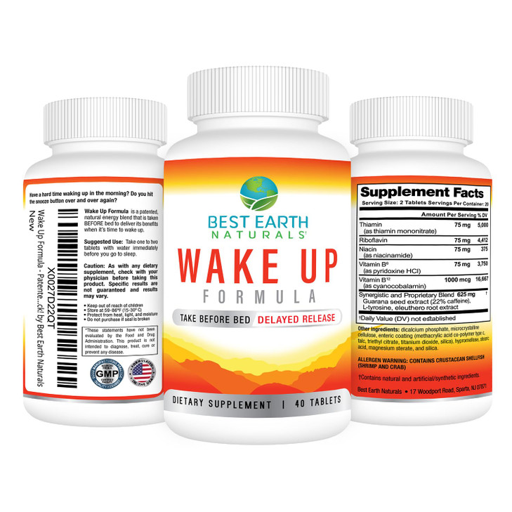 Best Earth Naturals Wake Up Formula, Supplement Delayed Time Release Energy 40