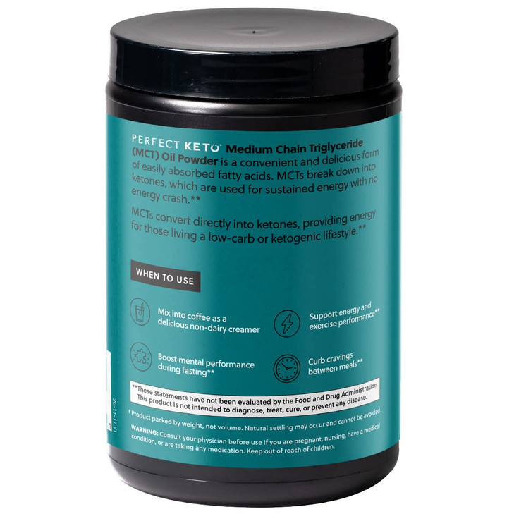 Perfect Keto 7g MCT Oil Powder, Medium Chain Triglycerides Supplement, Non Dairy