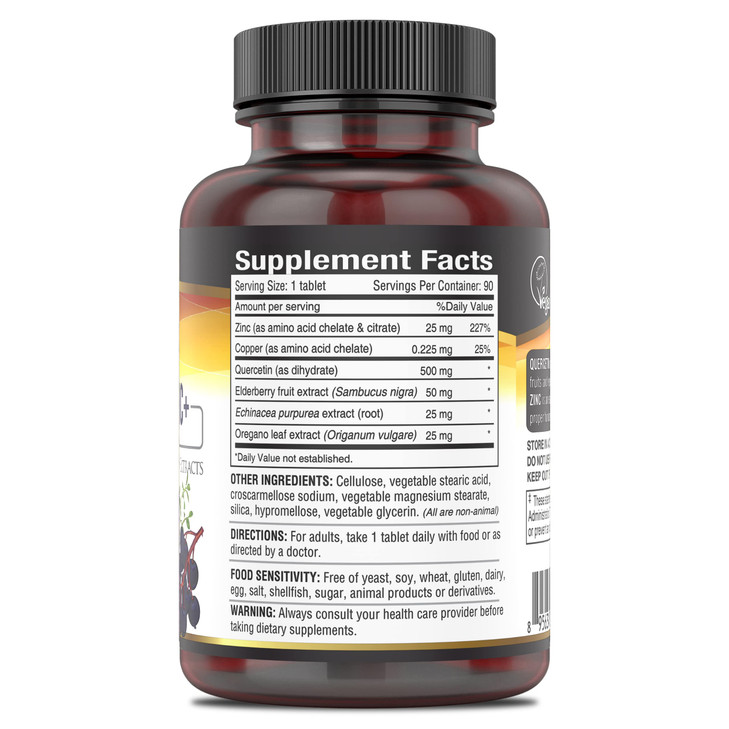 DEVA Vegan Quercetin 500mg Plus 25mg Zinc with Elderberry, Echinacea and Oregano