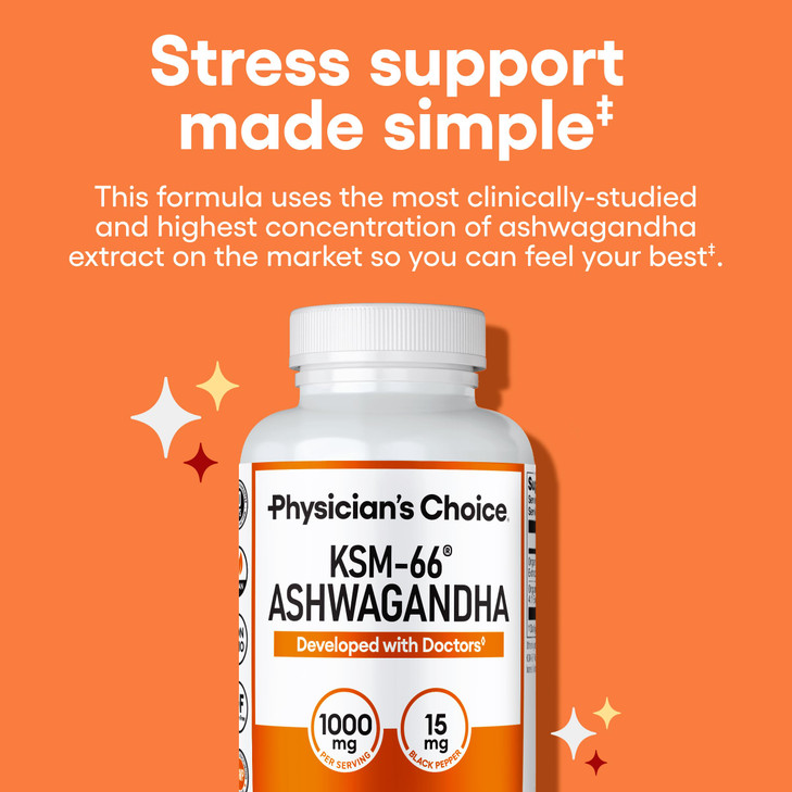Physician's CHOICE KSM-66 Ashwagandha Root Powder Extract 1,000mg