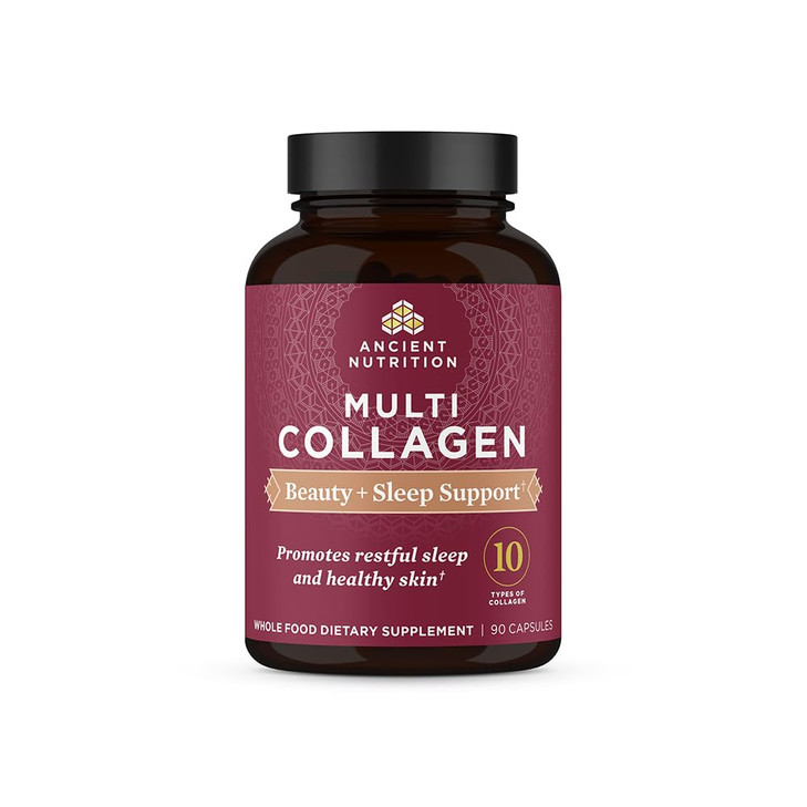 Ancient Nutrition Collagen Pills for Hair, Skin and Nails, Beauty + Sleep 90 Ct