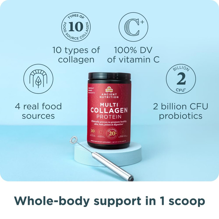 Ancient Nutrition Hydrolyzed Collagen Peptides Powder, Unflavored Multi Collagen