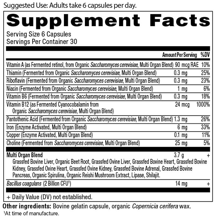 Ancient Nutrition Organ Supplements, Grass-Fed and Wild Organ Complex Capsules