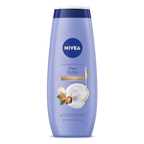 NIVEA Nourishing Shea Butter Body Wash with Nourishing Serum, Moisturizing Body Wash for Women, Enriched Provitamin B5 and Vitamin E, 20 Fl Oz Bottle