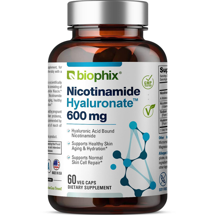Nicotinamide Hyaluronate 600 mg 60 Vcaps - Natural Flush-Free