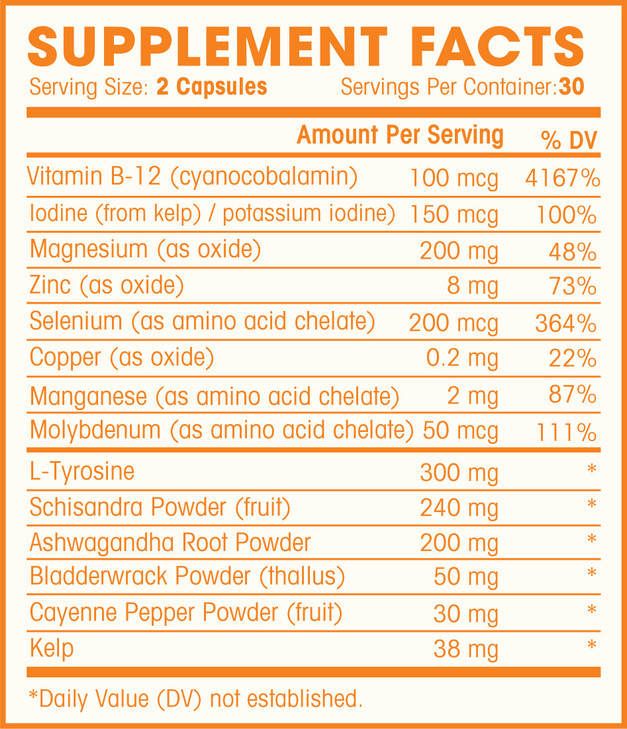 Thyroid Support Complex With Iodine For Energy Levels, Weight Loss, Metabolism