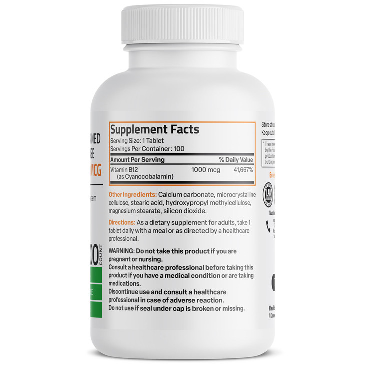 Bronson Vitamin B12 1000 mcg Sustained Release Premium Non GMO Tablets Supports