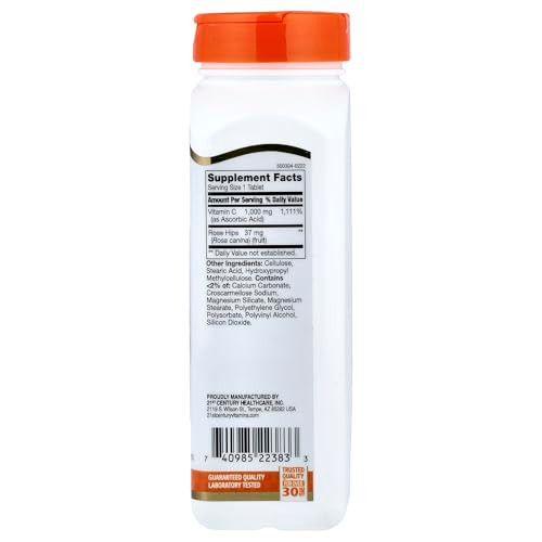 21st Century Natural C 1000 with Rose Hips Caplets, 110 Count (22383)