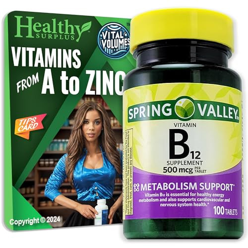 Healthy Surplus Vitamin B12 Supplement Tablets 500 mcg 100 Tablets and Vital