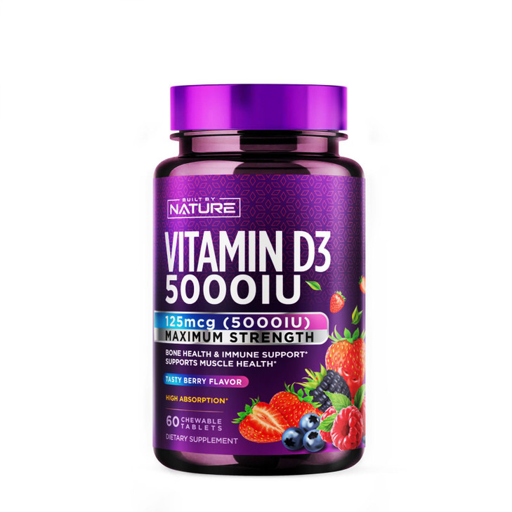 Built by Nature Chewable Vitamin D3 5000 IU - Vitamin D Supplement Chews