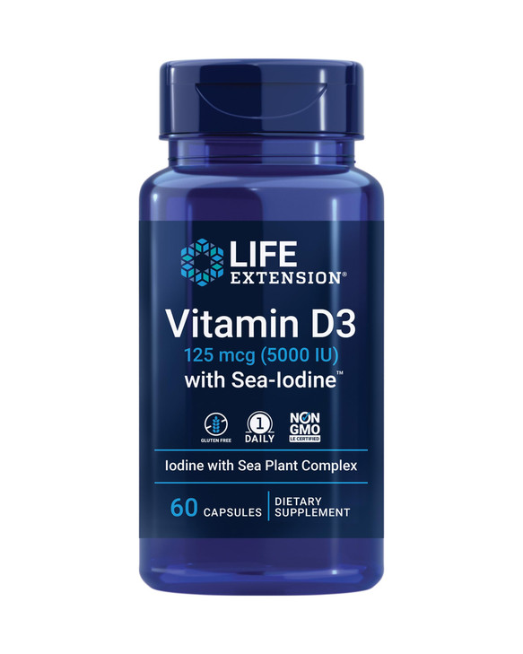 Life Extension Vitamin D3 with Sea-Iodine, 125 mcg (5000 IU)