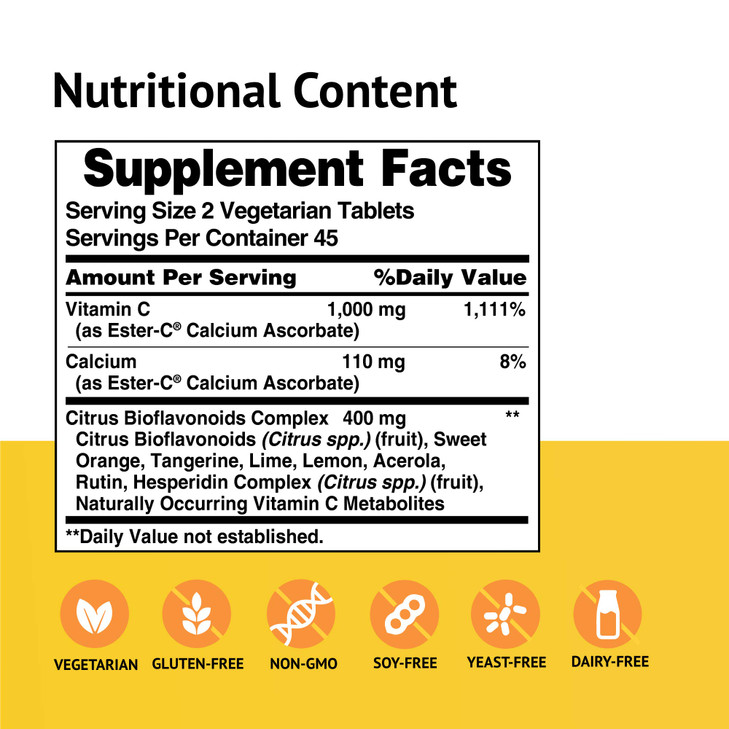 American Health Ester-C With Citrus Bioflavonoids Vegetarian Tablets
