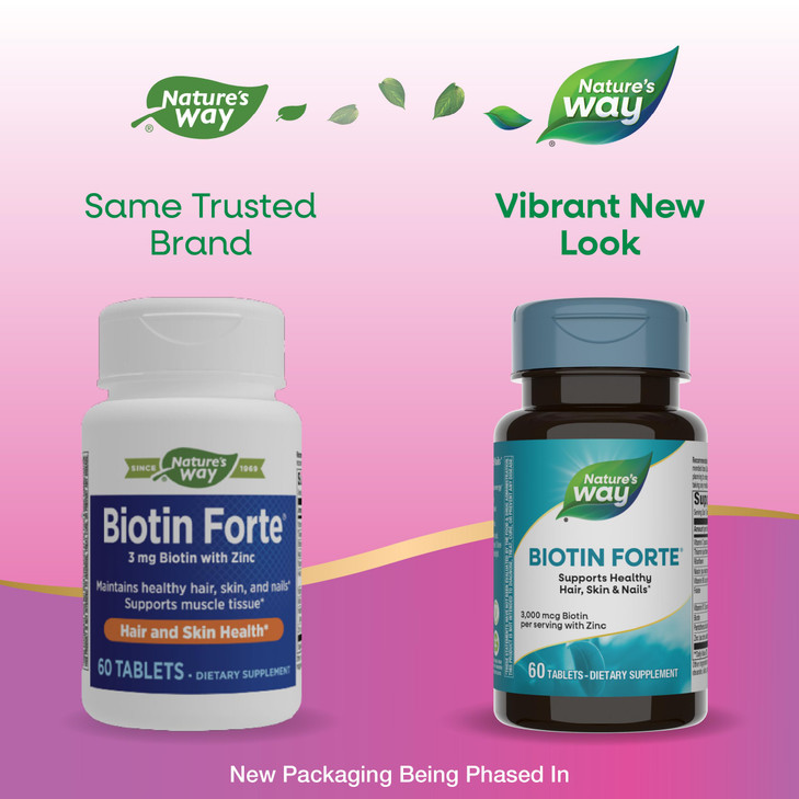 Nature's Way Biotin Forte 3mg with Zinc, 60 Count (Pack of 1)