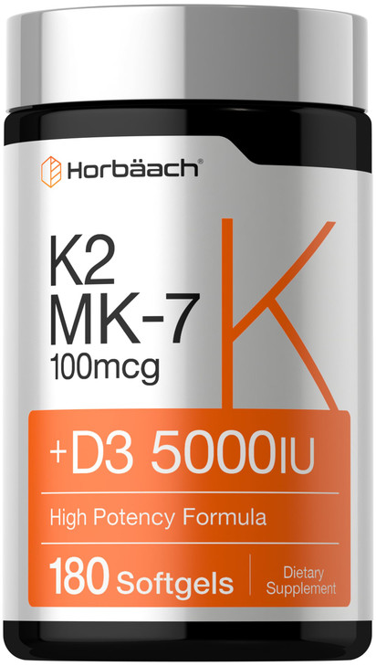 Horbäach Vitamin D3 K2 5000 iu - 100mcg MK-7 Complex