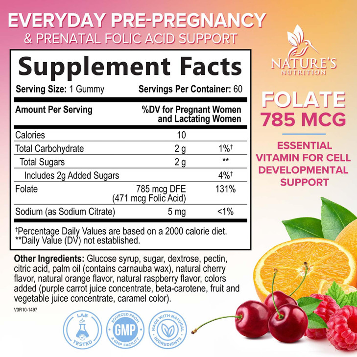 Folic Acid Gummies for Women 785 mcg