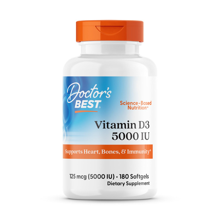 Doctor's Best Vitamin D3 5000IU, Non-GMO, Gluten & Soy Free, Regulates Immune