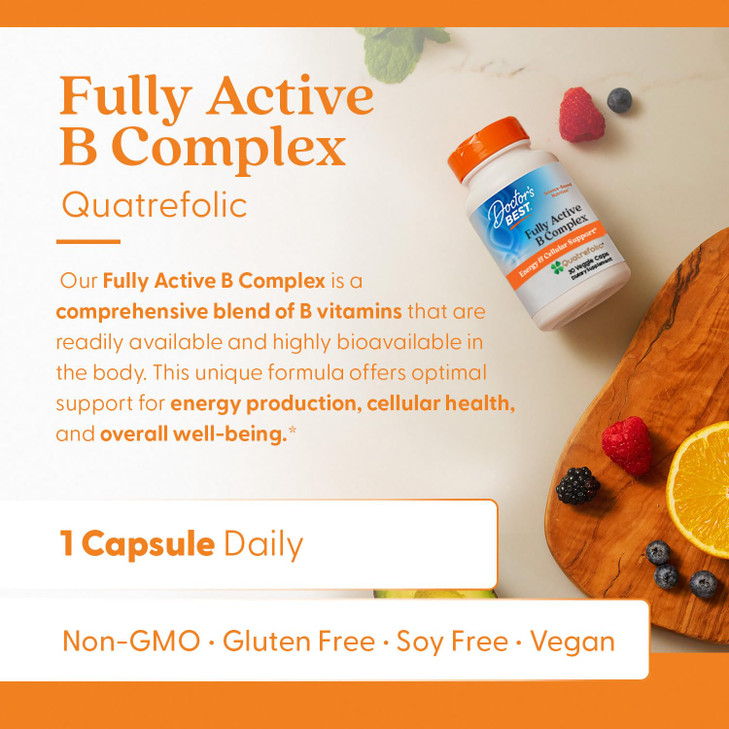 Doctors Best Fully Active B Complex, Energy & Cellular Support, Non-GMO, Gluten