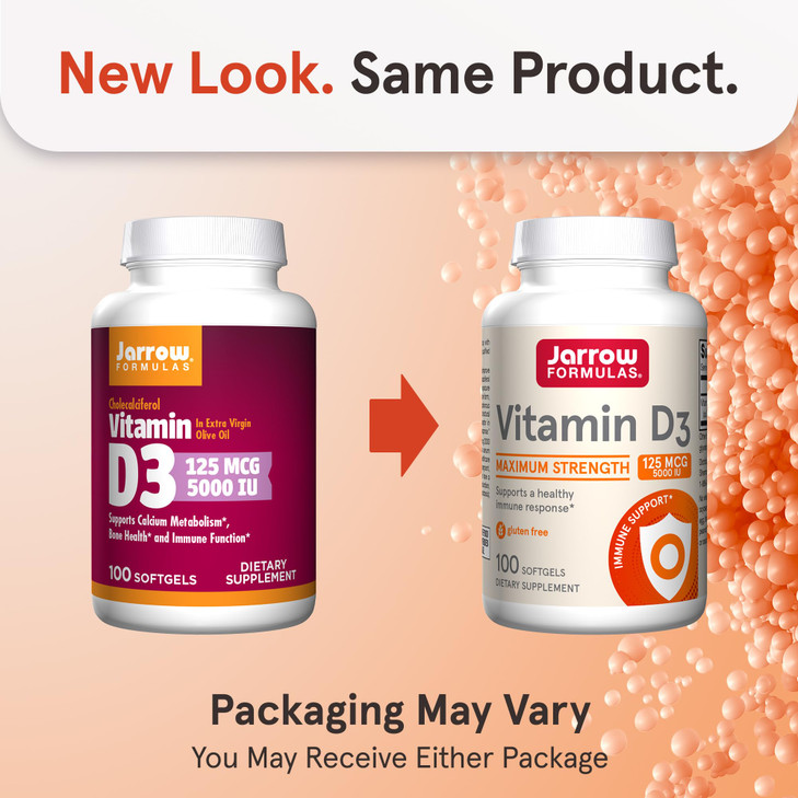 Jarrow Formulas Vitamin D3 125 mcg (5000 IU) - 100 Servings (Softgels)