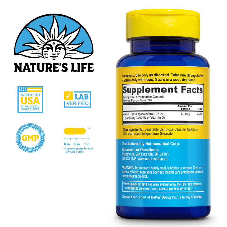 Nature's Life Strengthening Vitamin D2 2000 IU as Ergocalciferol