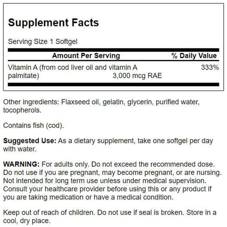 Swanson Vitamin A 10,000 IU (3,000 mcg RAE) Natural Nourishment for Bone, Skin