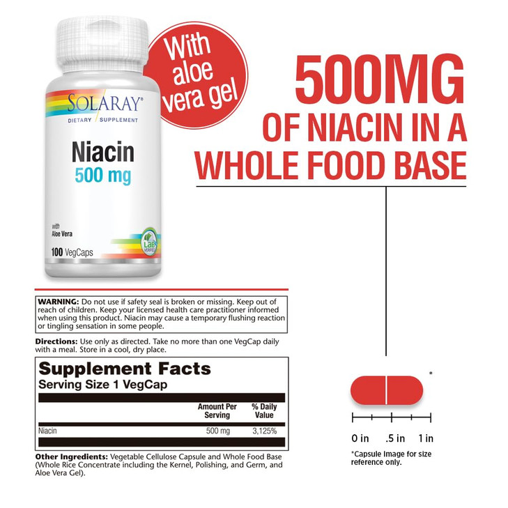 SOLARAY Niacin 500 mg, Vitamin B3