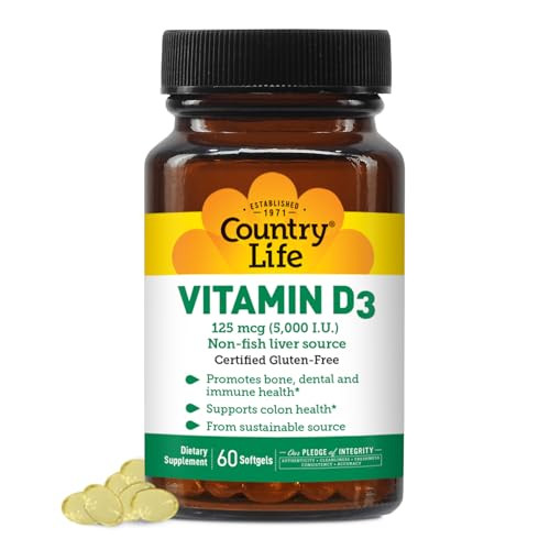 Country Life, Vitamin D3 5000 IU, Supports Healthy Bones, Teeth and Immune