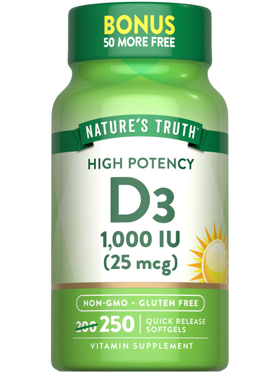 Nature's Truth D3 1000 IU - 250 Softgels - Essential Vitamin D