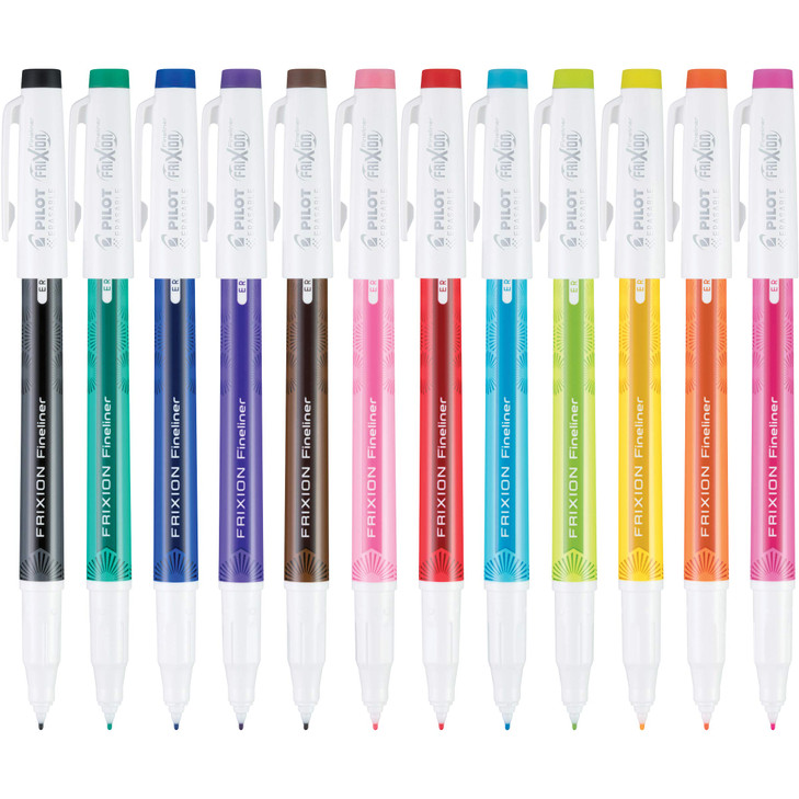 Pilot FriXion Fineliner Erasable Marker Pens, Fine Point 0.7 mm, Pack of 12