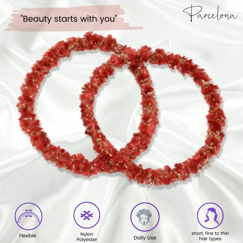 Parcelona Flexible Set of 4 Chenille Ponytail Non-Slip Thin Strong Elastic Hair Tie for Girls Metal Free Hair Accessories for Women Styling Durable B