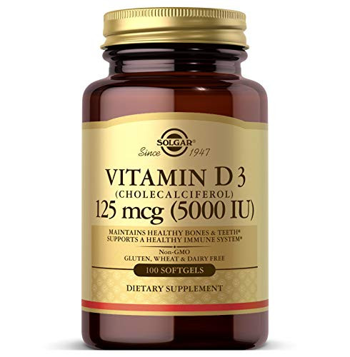 Solgar Vitamin D3 (Cholecalciferol) 125 MCG (5000 IU), 100 Softgels