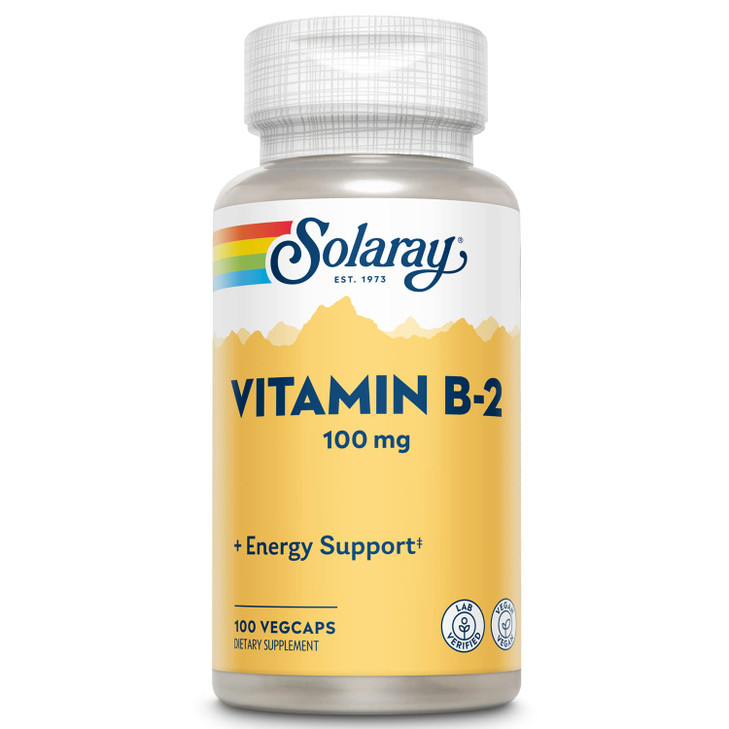 SOLARAY Vitamin B2 Supplement 100 mg for Men & Women