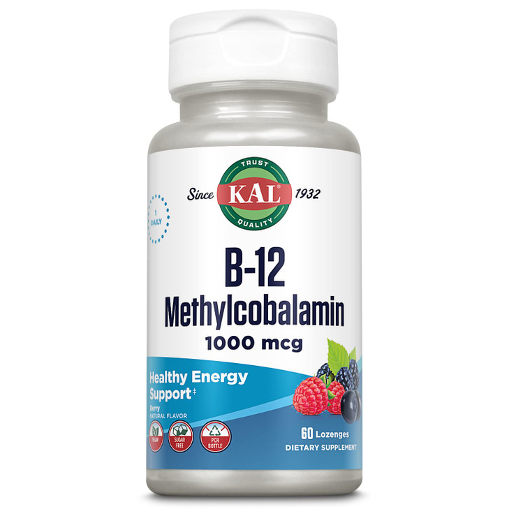 KAL Vitamin B-12 Methylcobalamin Lozenges 1000mcg, Healthy Energy, Metabolism