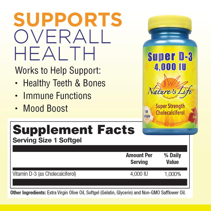 Nature's Life Super D-3 4000 IU - High Potency Vitamin D Supplement