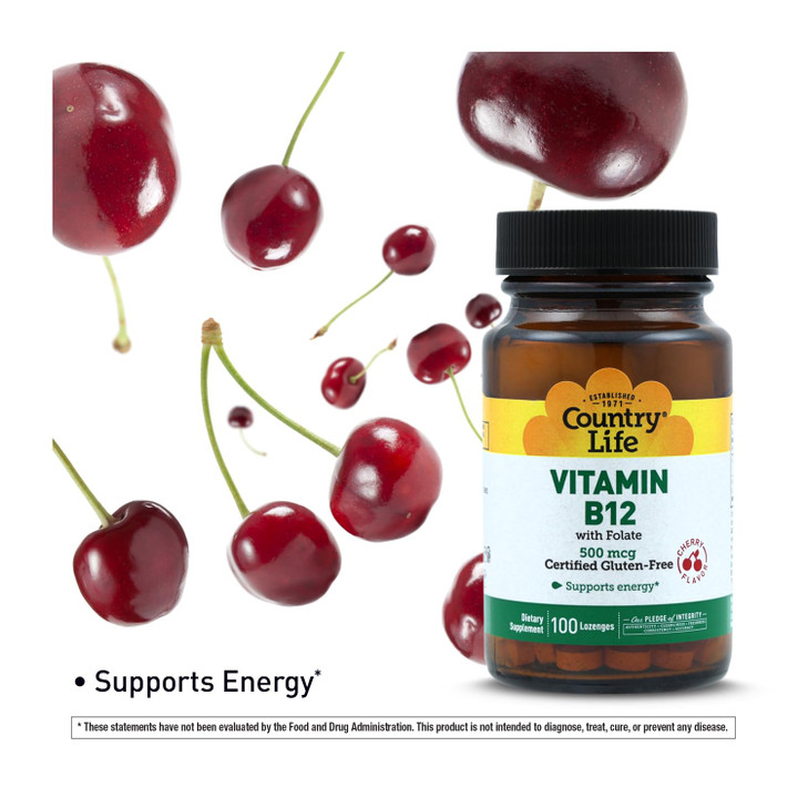 Country Life Vitamin B12 with Folate, Supports Energy & Red Blood Cell