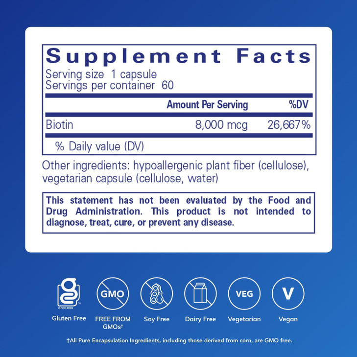 Pure Encapsulations Biotin 8 mg