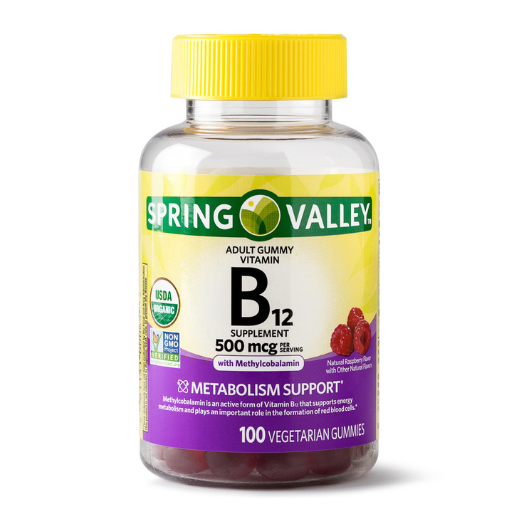 Spring Valley Adult Gummy Vitamin B12, Metabolism Support, Natural Fruit Flavor
