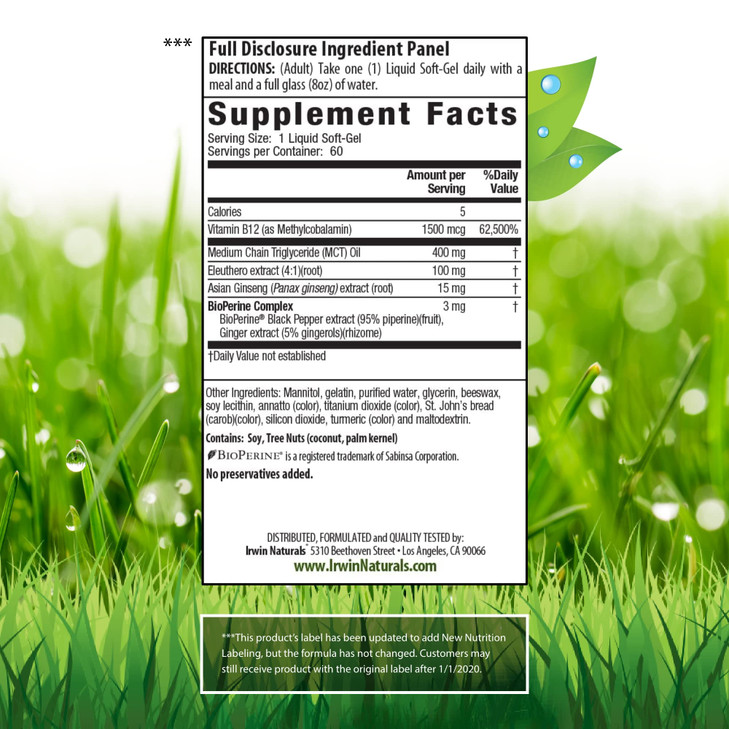 Irwin Naturals One-Per-Day Mega B-12 1,500mcg High Potency Methylcobalamin