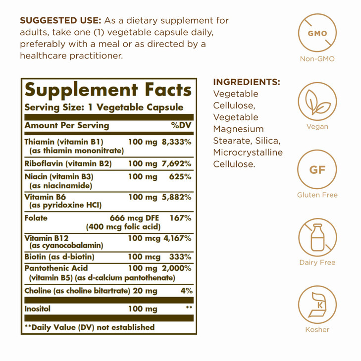 Solgar B-Complex "100", 50 Vegetable Capsules