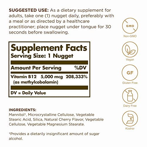 Methylcobalamin (Vitamin B12) 5000 mcg Solgar 30 Nugget