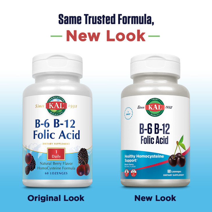 KAL Vitamin B-6 B-12 Folic Acid Supplement, B Vitamins for Healthy Energy, Heart