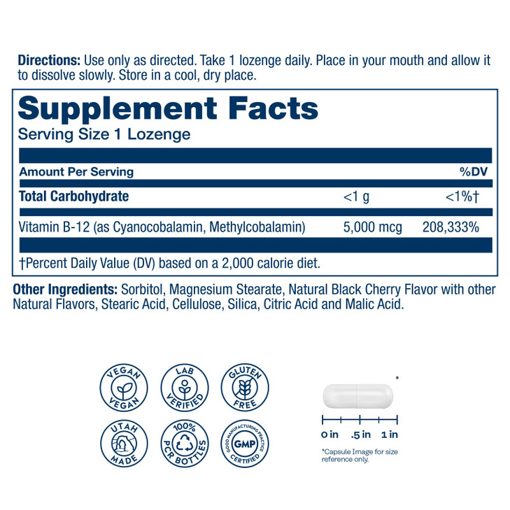 SOLARAY High Potency Vitamin B12 Lozenges 5000mcg