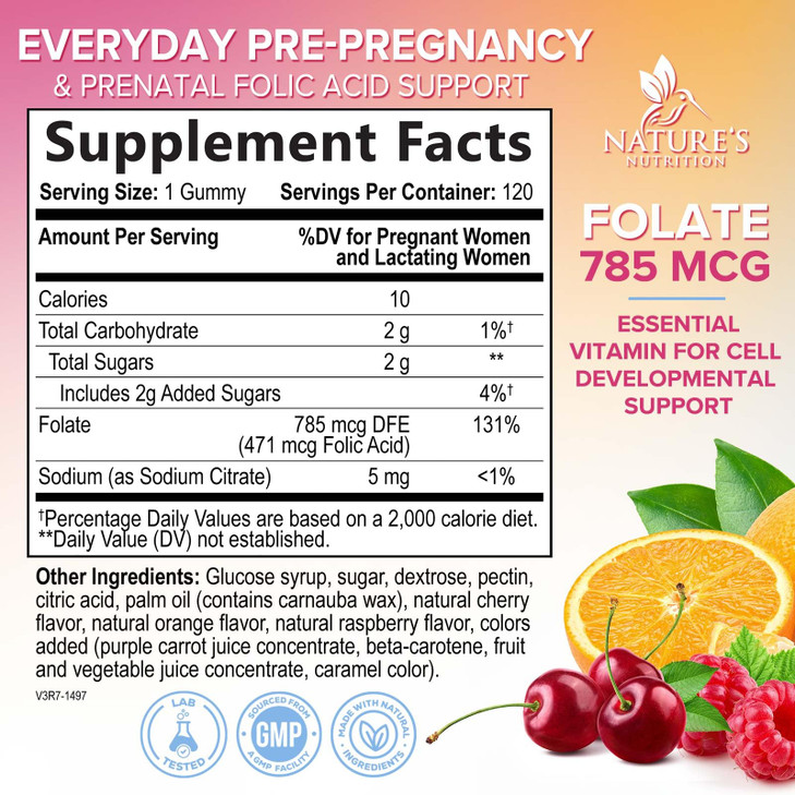 Folic Acid Gummies for Women 785 mcg