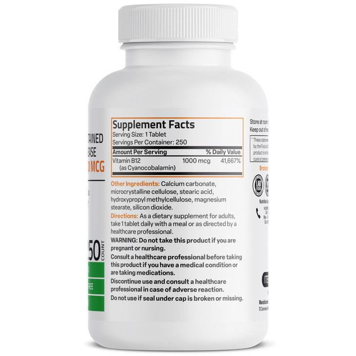 Bronson Vitamin B12 1000 mcg Sustained Release Premium Non GMO Tablets Supports