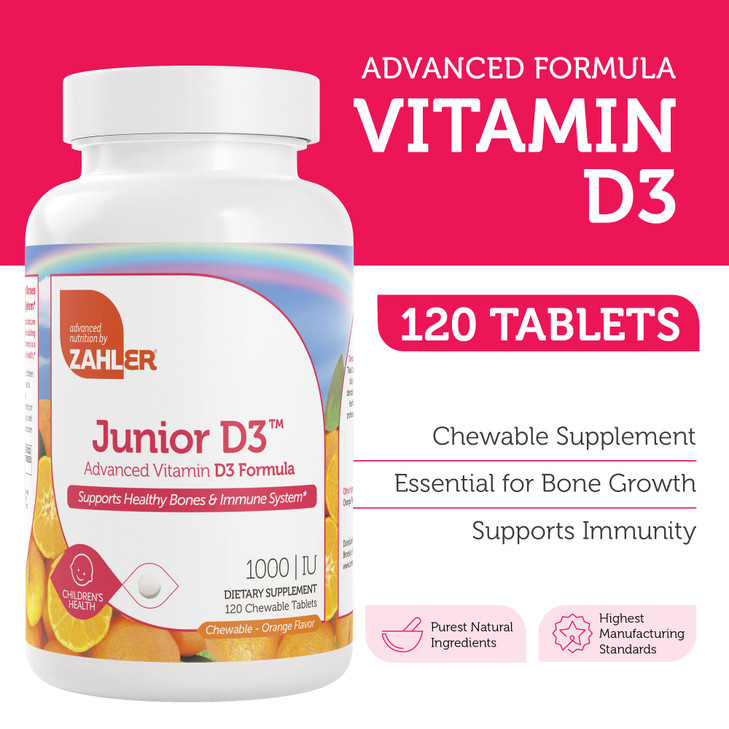 Zahler Junior D3 Vitamins 1000 IU - for Kids
