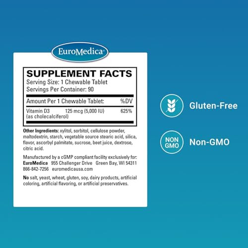 EuroMedica Vitamin D3 - Bone Health & Bone Strength Support Supplement