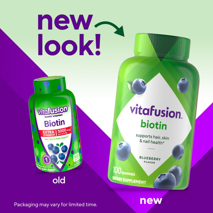 vitafusion Extra Strength Biotin Gummy Vitamins, Berry Flavored, 5,000 mcg